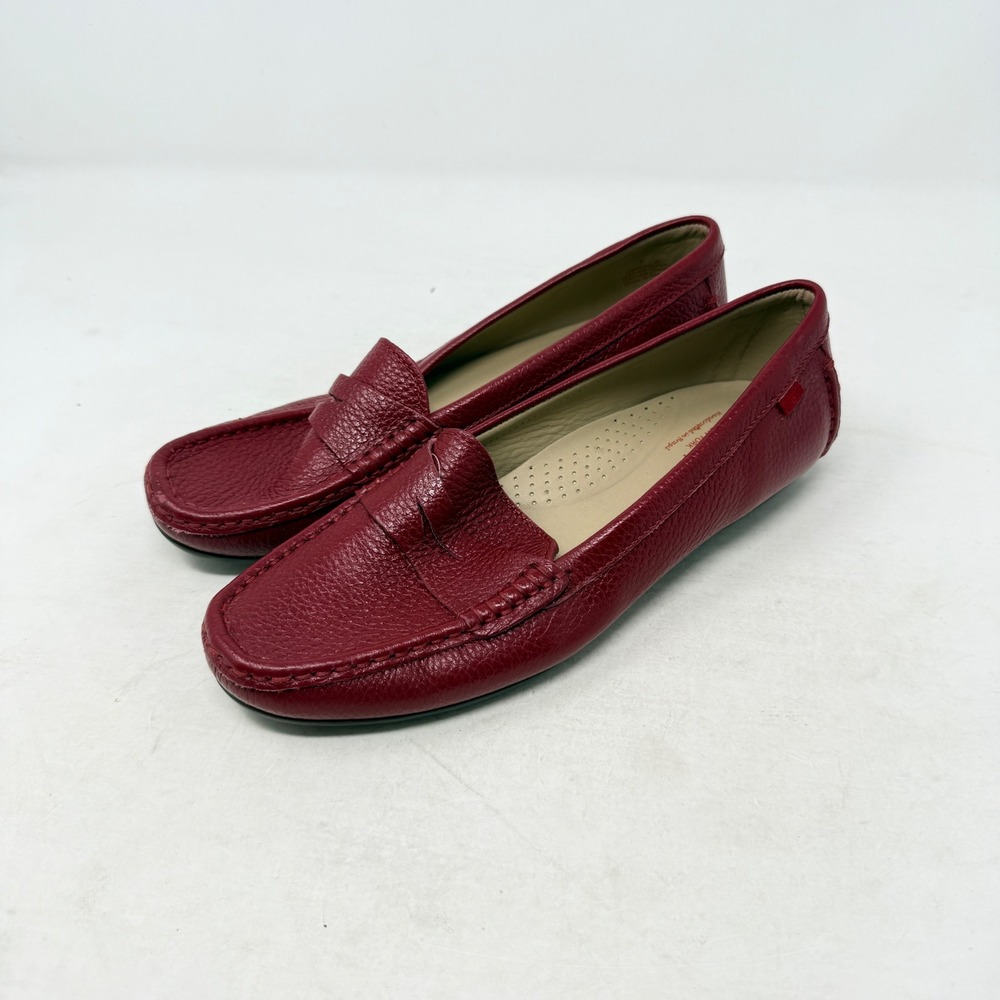Marc Joseph New York Penny Loafers Red Size 7 Flat Leather Driving Moccasins